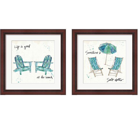 Beach Divas  2 Piece Framed Art Print Set by Anne Tavoletti