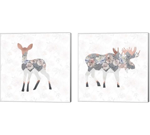 Floral Animal Forest 2 Piece Canvas Print Set by Tara Moss