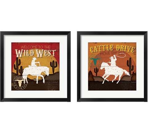 Cattle Drive 2 Piece Framed Art Print Set by Jennifer Pugh