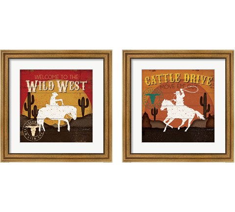 Cattle Drive 2 Piece Framed Art Print Set by Jennifer Pugh