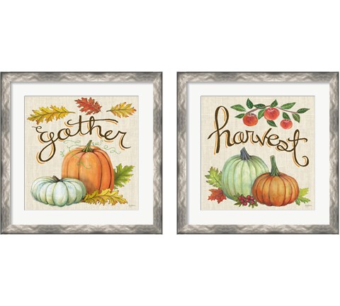 Autumn Harvest Linen 2 Piece Framed Art Print Set by Mary Urban