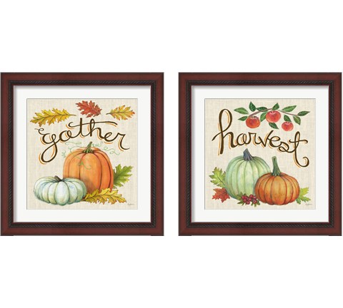 Autumn Harvest Linen 2 Piece Framed Art Print Set by Mary Urban