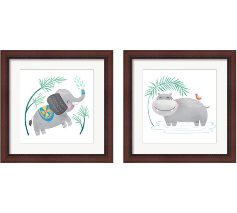 Safari Cuties  2 Piece Framed Art Print Set by Noonday Design