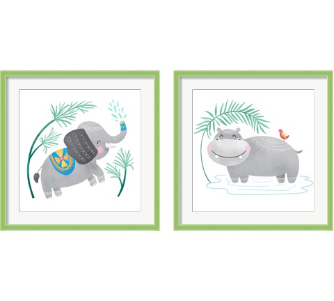 Safari Cuties  2 Piece Framed Art Print Set by Noonday Design