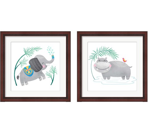 Safari Cuties  2 Piece Framed Art Print Set by Noonday Design