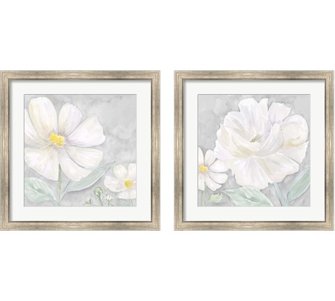 Peaceful Repose Floral on Gray  2 Piece Framed Art Print Set by Tara Reed