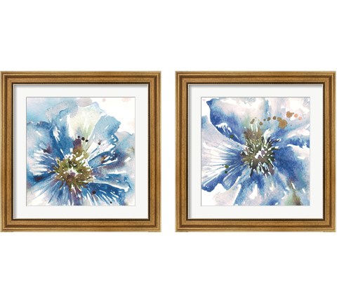 Blue Watercolor Poppy Close Up 2 Piece Framed Art Print Set by Tre Sorelle Studios