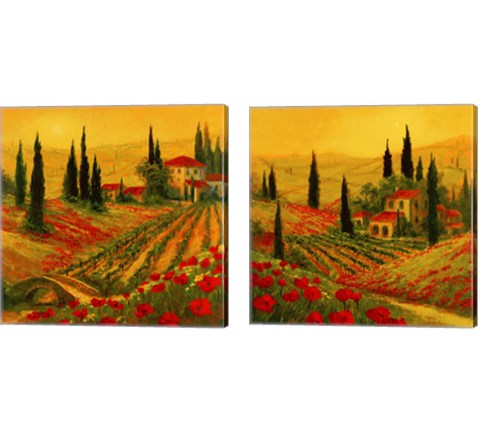 Poppies of Toscano 2 Piece Canvas Print Set by Art Fronckowiak