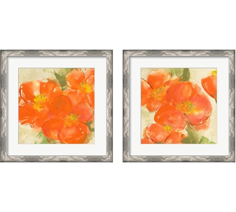 Tangerine Poppies 2 Piece Framed Art Print Set by Chris Paschke