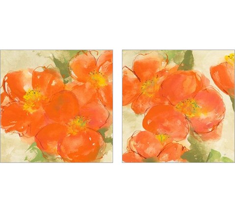 Tangerine Poppies 2 Piece Art Print Set by Chris Paschke