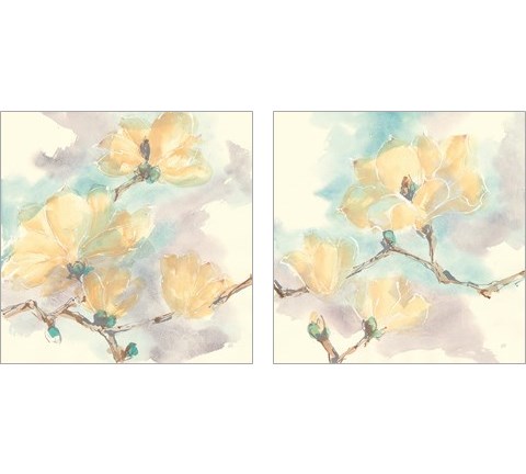 Magnolias in White 2 Piece Art Print Set by Chris Paschke