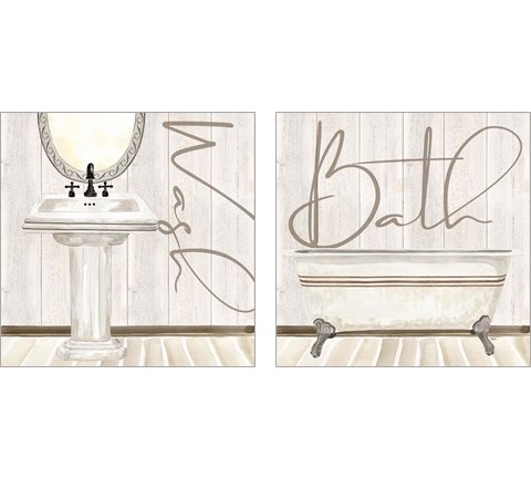 Rustic Bathroom 2 Piece Art Print Set by Tara Reed