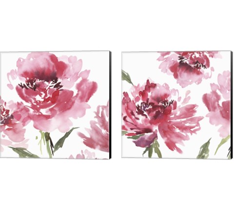 Crimson Blossoms 2 Piece Canvas Print Set by Isabelle Z