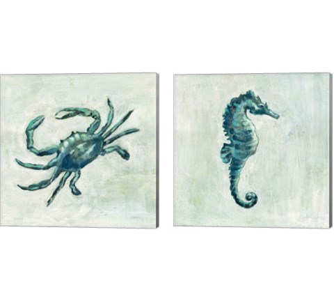 Indigo Sea Life 2 Piece Canvas Print Set by Silvia Vassileva