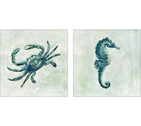Indigo Sea Life 2 Piece Art Print Set by Silvia Vassileva