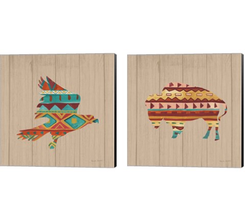 Southwestern Vibes on Walnut 2 Piece Canvas Print Set by Farida Zaman
