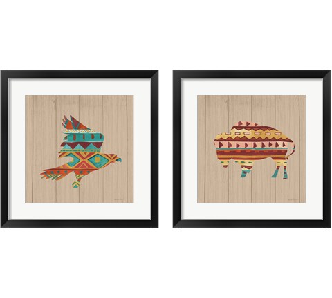 Southwestern Vibes on Walnut 2 Piece Framed Art Print Set by Farida Zaman