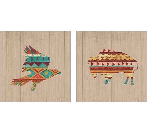 Southwestern Vibes on Walnut 2 Piece Art Print Set by Farida Zaman