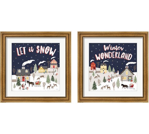 Christmas Village 2 Piece Framed Art Print Set by Laura Marshall