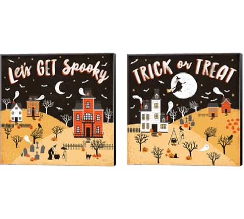 Spooky Village 2 Piece Canvas Print Set by Laura Marshall