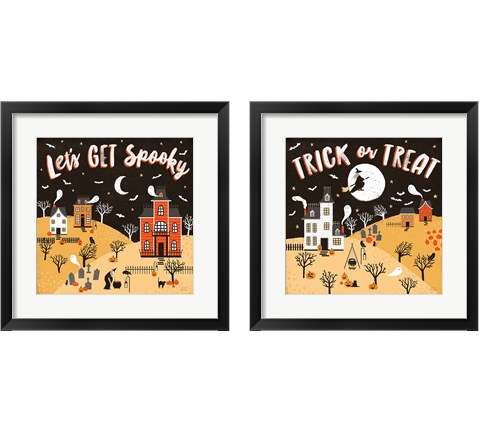 Spooky Village 2 Piece Framed Art Print Set by Laura Marshall