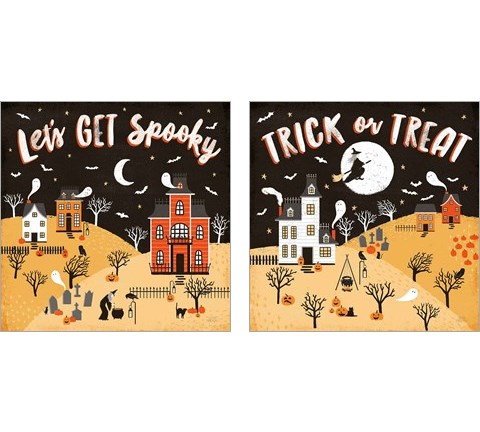 Spooky Village 2 Piece Art Print Set by Laura Marshall