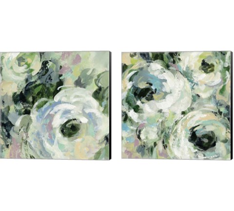 Sage and Lavender Peonies 2 Piece Canvas Print Set by Silvia Vassileva
