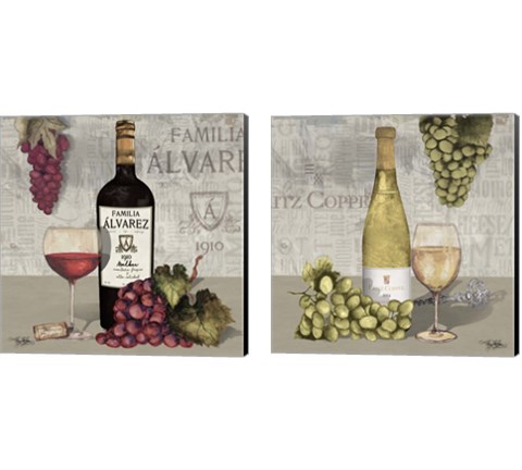 Uncork Wine and Grapes 2 Piece Canvas Print Set by Mary Beth Baker