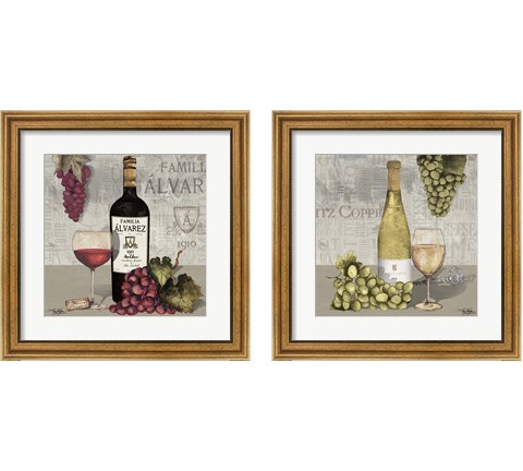 Uncork Wine and Grapes 2 Piece Framed Art Print Set by Mary Beth Baker