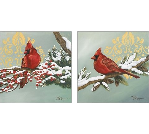 Winter Red Bird 2 Piece Art Print Set by Tiffany Hakimipour