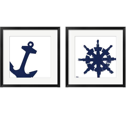 Coastal Navy on White 2 Piece Framed Art Print Set by Tiffany Hakimipour