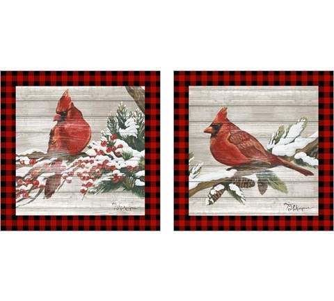 Winter Red Bird 2 Piece Art Print Set by Tiffany Hakimipour