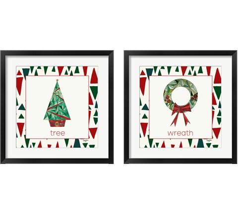 Geometric Christmas 2 Piece Framed Art Print Set by Nola James