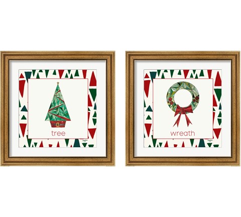 Geometric Christmas 2 Piece Framed Art Print Set by Nola James