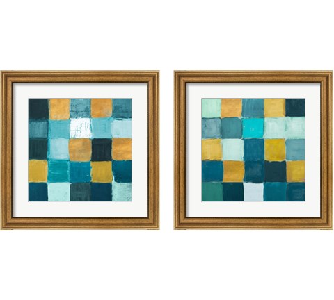 Teal and Gold Rural Facade 2 Piece Framed Art Print Set by Lanie Loreth