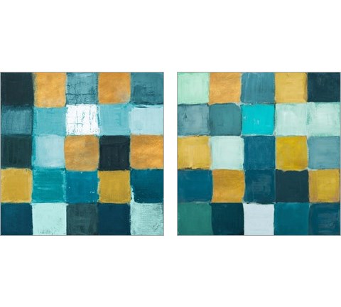 Teal and Gold Rural Facade 2 Piece Art Print Set by Lanie Loreth