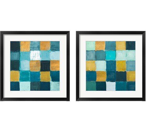 Teal and Gold Rural Facade 2 Piece Framed Art Print Set by Lanie Loreth
