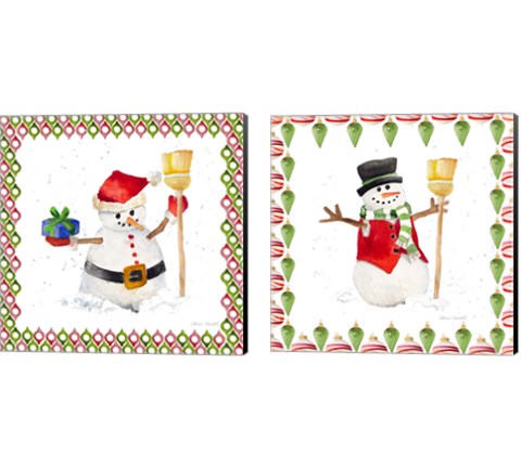 Christmas Snowman 2 Piece Canvas Print Set by Lanie Loreth