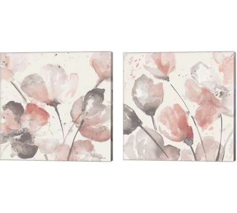 Neutral Pink Floral  2 Piece Canvas Print Set by Lanie Loreth