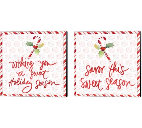 Peppermint Wishes 2 Piece Canvas Print Set by Lanie Loreth