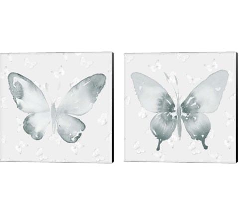 Grey Watercolor Butterflies 2 Piece Canvas Print Set by Lanie Loreth