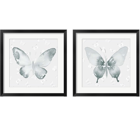 Grey Watercolor Butterflies 2 Piece Framed Art Print Set by Lanie Loreth
