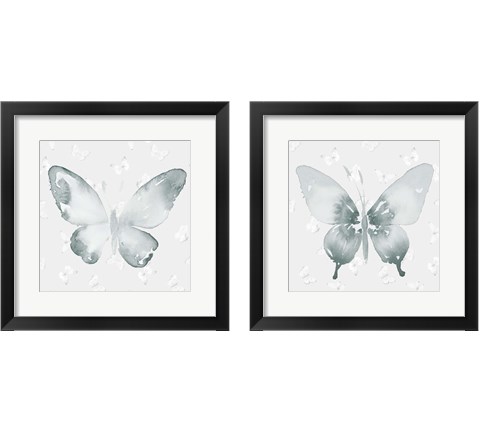 Grey Watercolor Butterflies 2 Piece Framed Art Print Set by Lanie Loreth