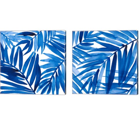 Blue Palm Design 2 Piece Canvas Print Set by Lanie Loreth