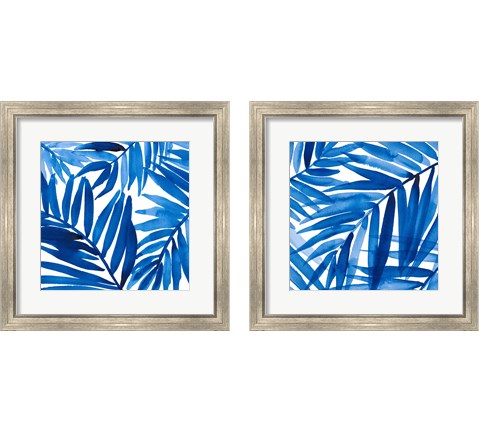 Blue Palm Design 2 Piece Framed Art Print Set by Lanie Loreth