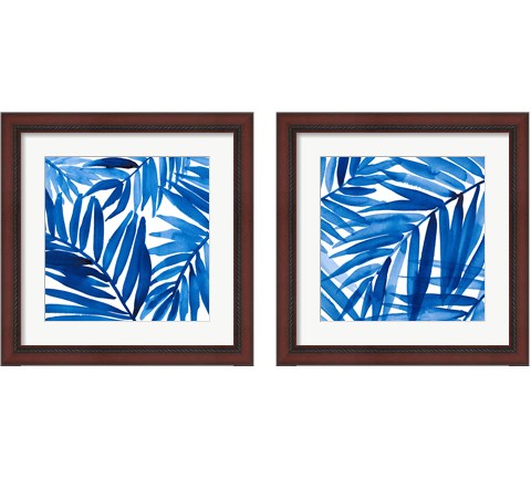 Blue Palm Design 2 Piece Framed Art Print Set by Lanie Loreth