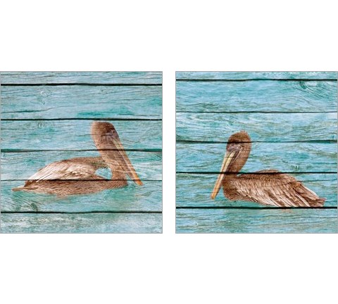 Wood Pelican 2 Piece Art Print Set by Kathy Mansfield