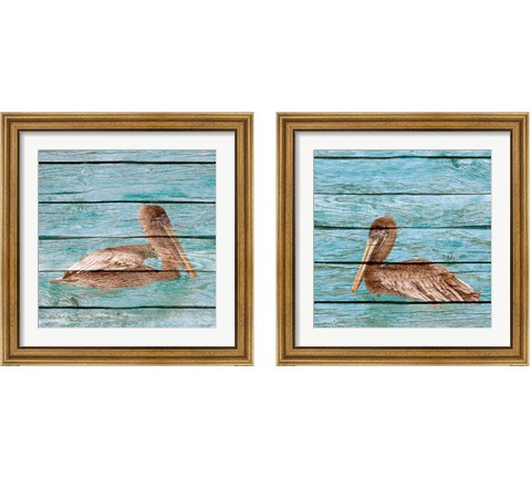 Wood Pelican 2 Piece Framed Art Print Set by Kathy Mansfield