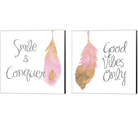 Good Vibes And Smiles 2 Piece Canvas Print Set by Elizabeth Medley