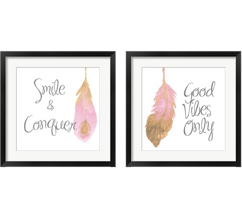 Good Vibes And Smiles 2 Piece Framed Art Print Set by Elizabeth Medley